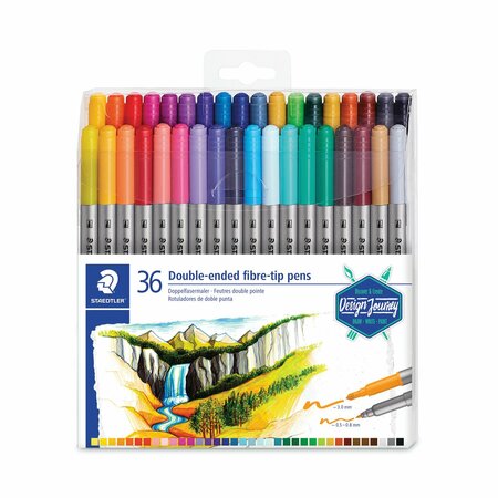 STAEDTLER Double Ended Markers, Assorted Bullet Tips, Assorted Colors, PK36 3200TB36